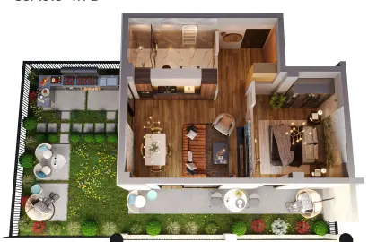 2-room studio-type apartment